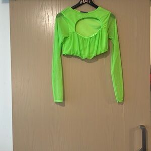 Mesh long sleeve crop